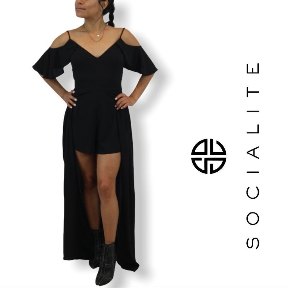 Socialite Black Overlay Romper
